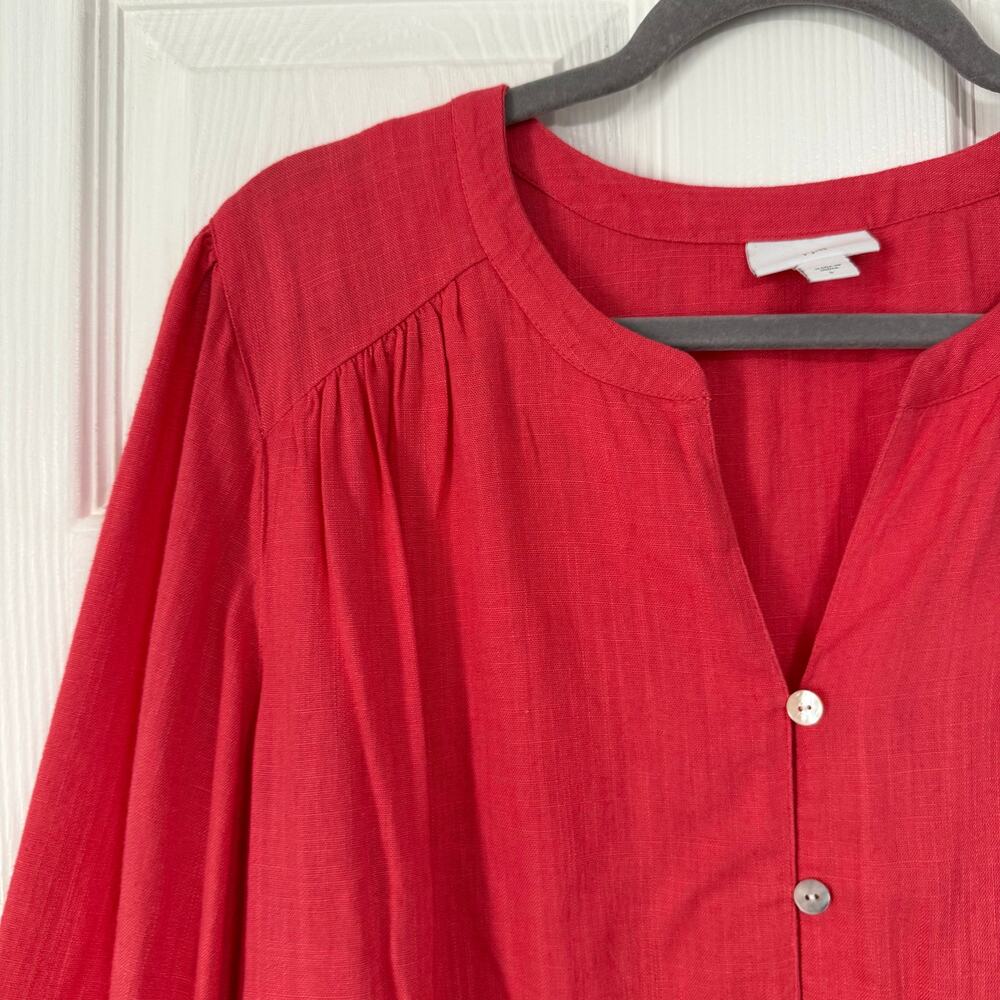 J.Jill Women's Coral Linen Blend Button Front Dress Size Large - Picture 7 of 14